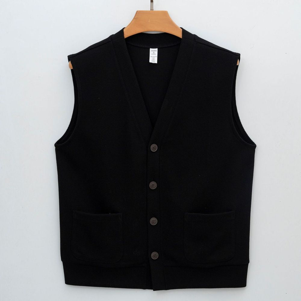 Men's Machine Washable Cotton Cardigan Casual Vest