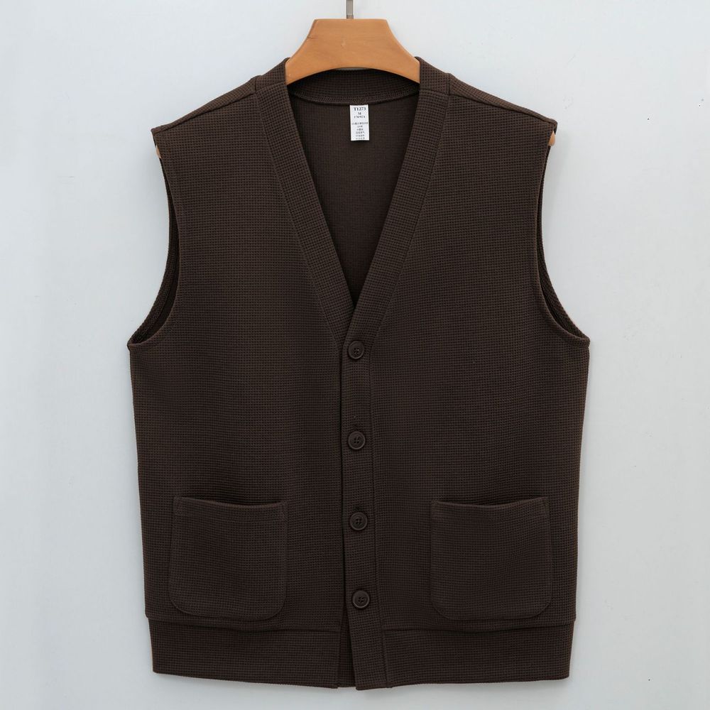 Men's Machine Washable Cotton Cardigan Casual Vest