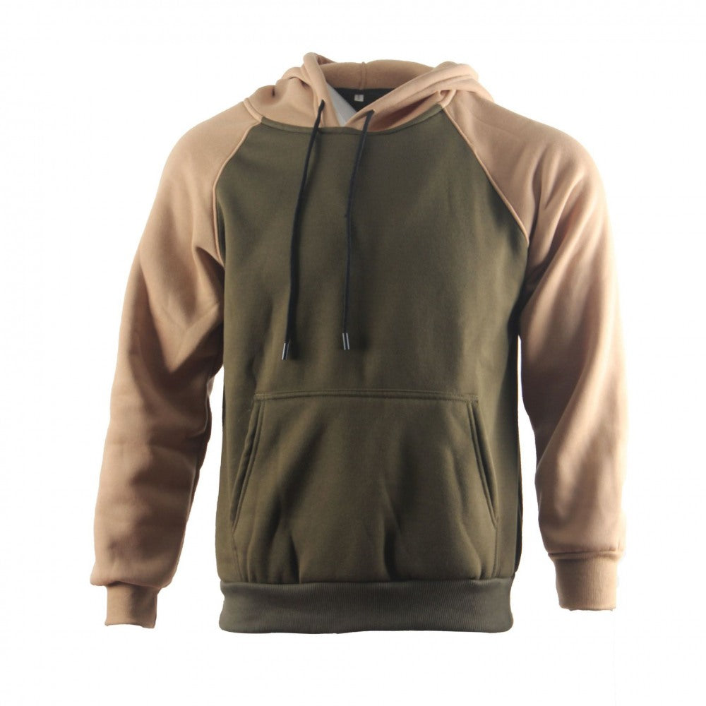 Men’s Solid-Color Colorblock Hooded Sweatshirt